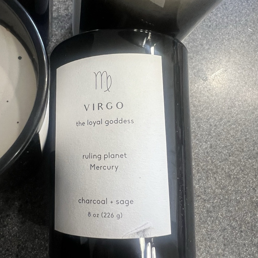 Threshold Virgo Zodiac Soy Wax Candle 8oz Charcoal Sage Lot of 4 - Picture 5 of 6